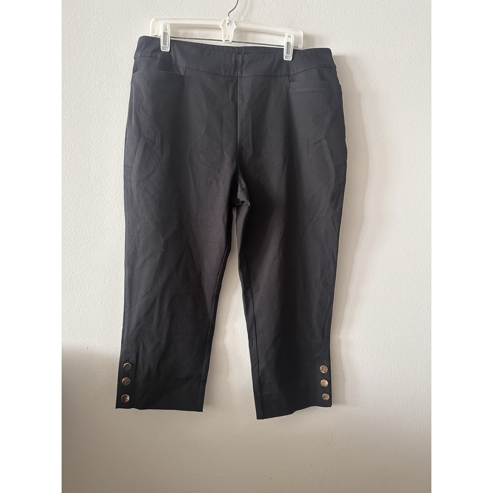 Soft Surroundings Black Pull On Crop Pants Wide Leg Stretch Boho Chic Petite XL